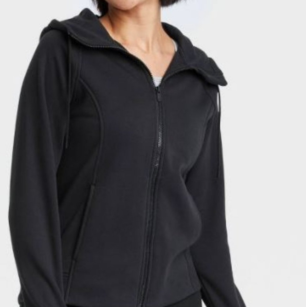 NWT All In Motion Women's Black Fleece Full Zip Hoodie Sweatshirt - Picture 2 of 10